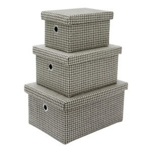 JVL SILVA RECT FABRIC BOX WITH LID-L - Image 1