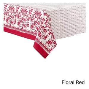 LADELLE FLORAL RED 1.5M*2.25M TABLECLOTH - Image 1