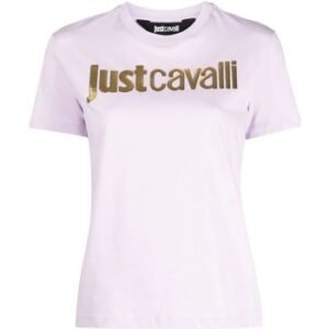 CAVALLI R LOGO GOLD COTTON JERSEY PURPLE -74PBHF00 - Image 1