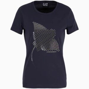 GIORGIO ARMANI WOMAN JERSEY NAVY BLUE SEWING T-SHIRT - Image 1