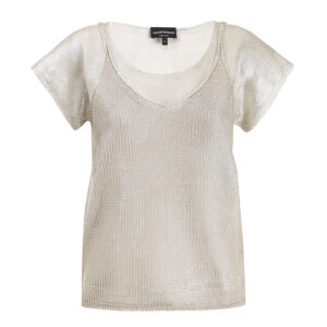 GA WOMAN KNITTED TOP GOLD CROCHET - Image 1