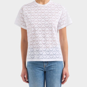 GA WOMAN JERSEY WHITE T-SHIRT ALL OVER EAGLE-S - Image 1