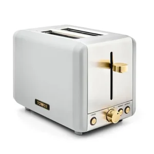 RK CAVALETTO 2 SLICE TOASTER S/SI OPTIC WHITE CHAMPAGNE ACCENTS - Image 1