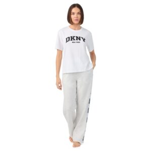 DKNY NEW VERSION NEW YORK GREY TEE & TERRY PANT SET - Image 1
