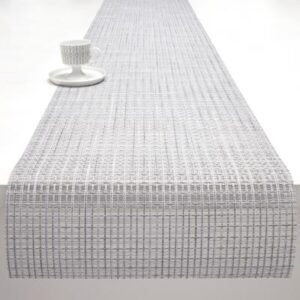 CHILEWICH LATTICE TABLE RUNNER 14*72-SILVER - Image 1