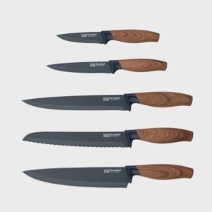 TAYLORS EYE 5 PCS BROOKLYN KITCHE KNIFE SET WALNUT WITH SHARPENER - Image 1