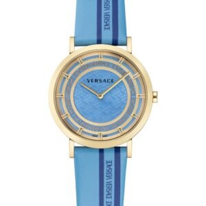 VERSACE WATCH NEW GENERATION 36MM IPCHAMP CASE -LIGHT BLUE DIAL CALF/QUARTZ - Image 1