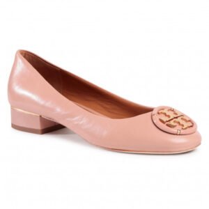 TORY BURCH MULTI LOGO 25MM BALLET TEXTURED GOAT LEATHER PINK MOON - Image 1