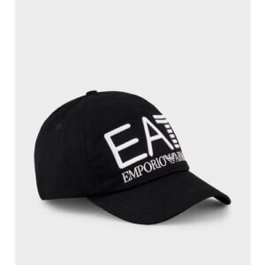 EMPORIO ARMANI UNISEX WOVEN BASEBALL HAT BLACK SIZE MEDIUM - Image 1